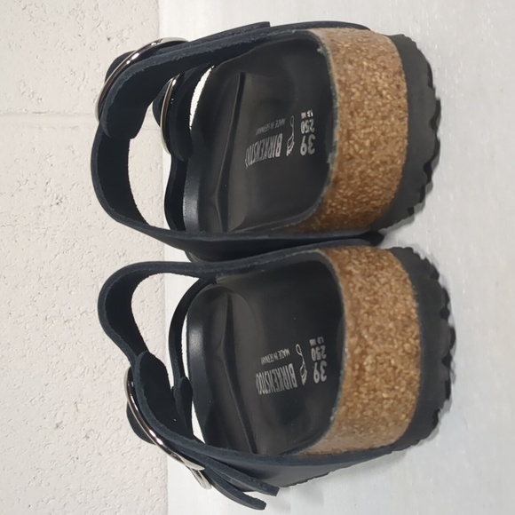 Birkenstock Black Leather Arizona Big Buckle Slide Sandal EU 39, U.S. 8/8.5 EUC - Picture 3 of 10